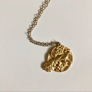 David Aubrey gold vermeil peacock necklace